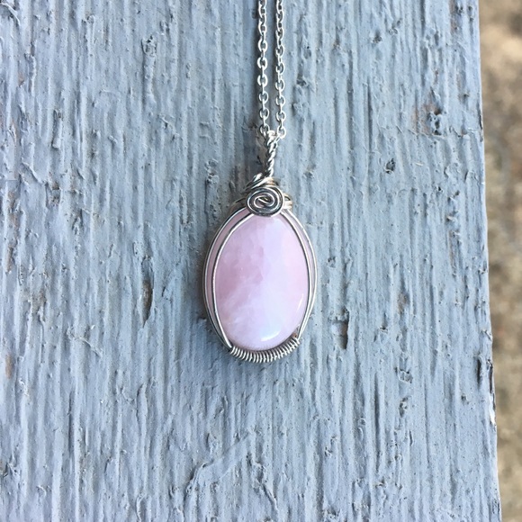 Lil Nice Shop Jewelry - Gemstone Necklace Rose Quartz Handmade Wire Wrap